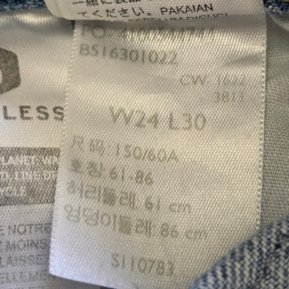 Levis 501 Jeans Womens 24x30 High Rise Straight Distressed Light Wash Raw Hem - Picture 9 of 13